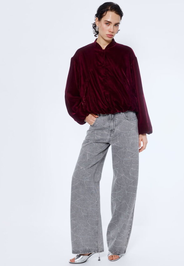 Джинсы WIDE LEG с узором из страз
