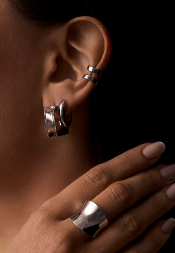 Серьги-конго из серебра MIE