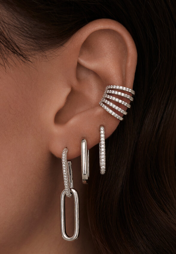 Крупный кафф из серебра с фианитами Гэтсби MIE