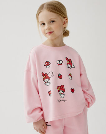 Свитшот оверсайз с принтом Hello Kitty My Melody для девочек детям