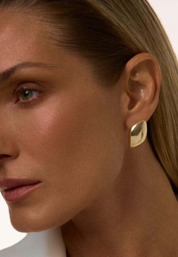 Серьги-ромбы ПЕНЕЛОПА из серебра в покрытии желтое золото MIE