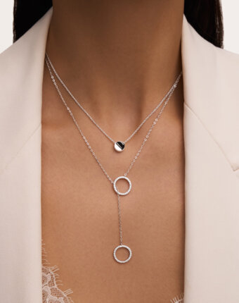 Колье-галстук регулируемый из серебра с кругами MIE женщинам