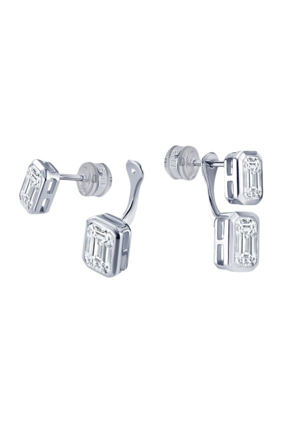 Серебряные серьги-трансформеры ПОЛНОЧЬ с фианитами MIE