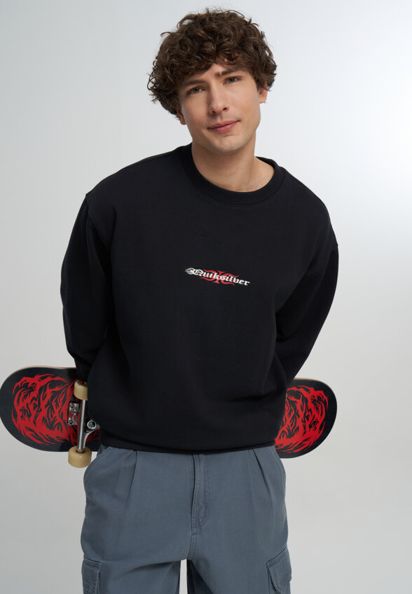 Свитшот мужской оверсайз Quiksilver Mercury Trident Crew, Черный