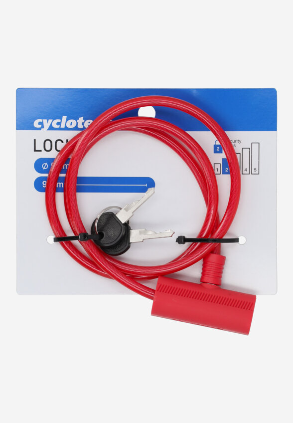 Замок велосипедный с ключами Cyclotech CLK-2, Красный