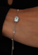 Серебряный браслет ПОЛНОЧЬ с голубым фианитом в огранке Эмеральд MIE1  - превью