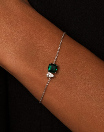 Браслет из серебра АУРА с выращенным изумрудом MIE женщинам