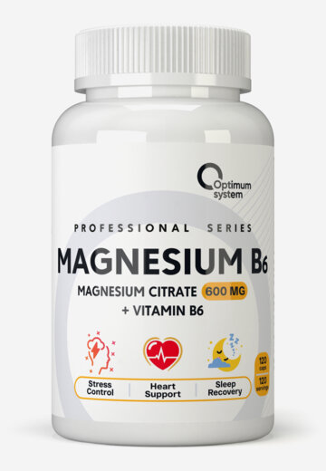 Магний + В6 Optimum System, 120 капсул, Белый