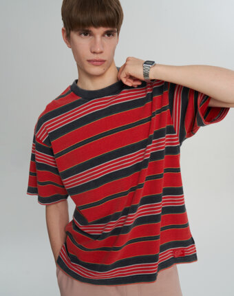 Футболка мужская Vans LX Pique Stripe SS, Красный женщинам