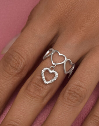 Cеребряное кольцо с подвеской сердцем и фианитами MIESTILO MIE женщинам