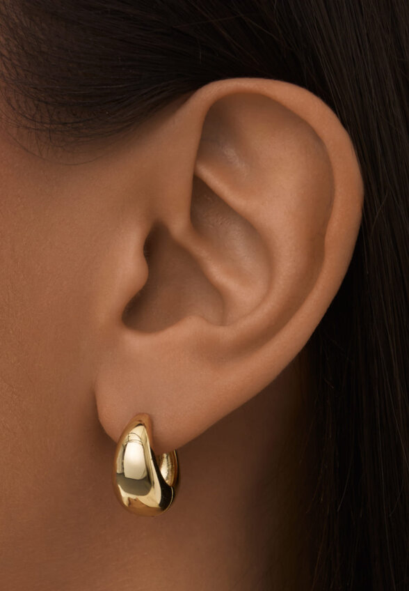 Серебряные серьги в форме капли в покрытии желтое золото MIE