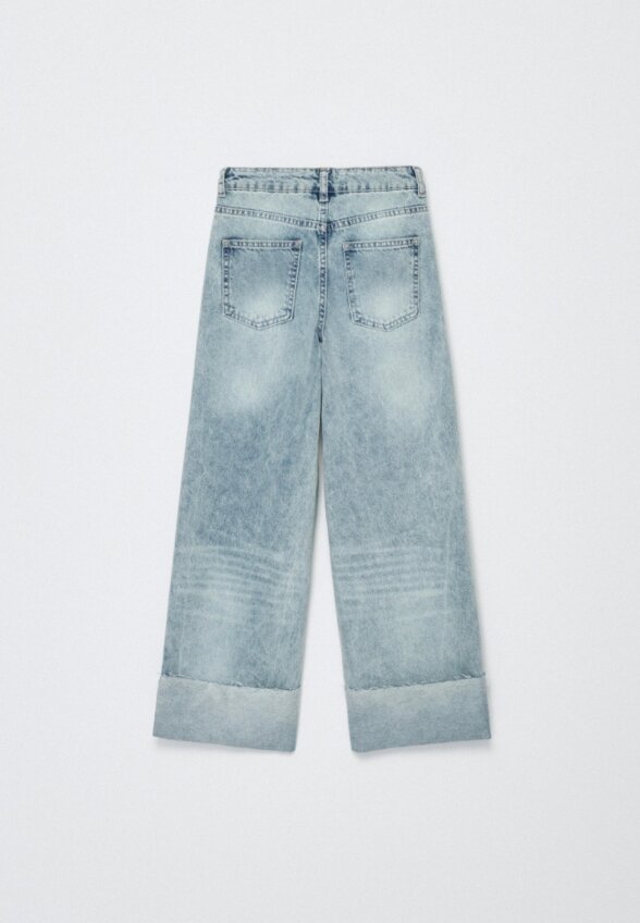 Джинсы Wide Leg с подворотами для девочек