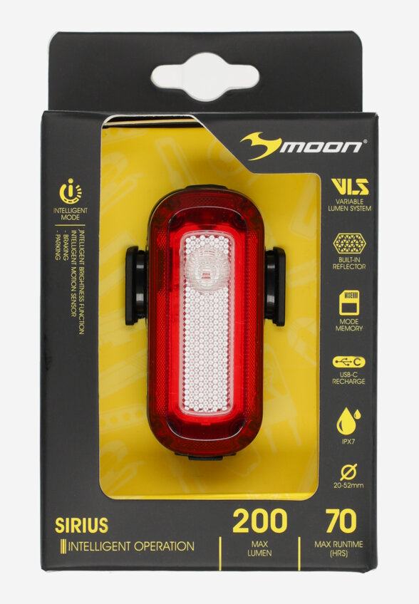 Фонарь велосипедный задний Moon, Черный