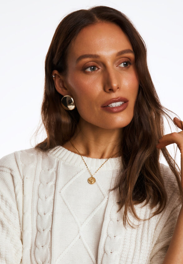 Серебряное колье с монетой АМУР в покрытии желтое золото MIE