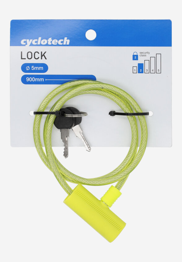 Замок велосипедный с ключами Cyclotech CLK-2, Зеленый