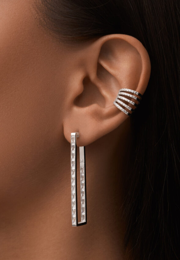 Крупный кафф из серебра с фианитами Гэтсби MIE