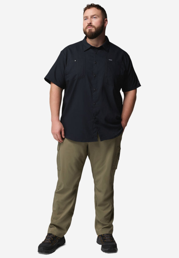 Рубашка с коротким рукавом мужская Columbia Silver Ridge Utility II SS, Plus Size, Черный