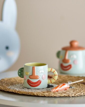 Кружка керамическая Блумингвиль МИНИ (Bloomingville MINI) "Сильвия", голубая, 220 мл женщинам