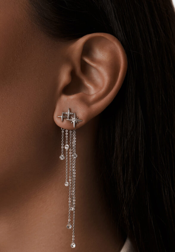 Длинные серьги джекеты с фианитами Галактика MIE