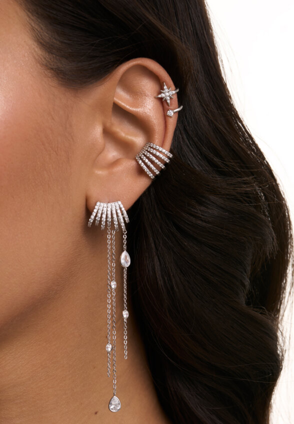 Крупный кафф из серебра с фианитами Гэтсби MIE