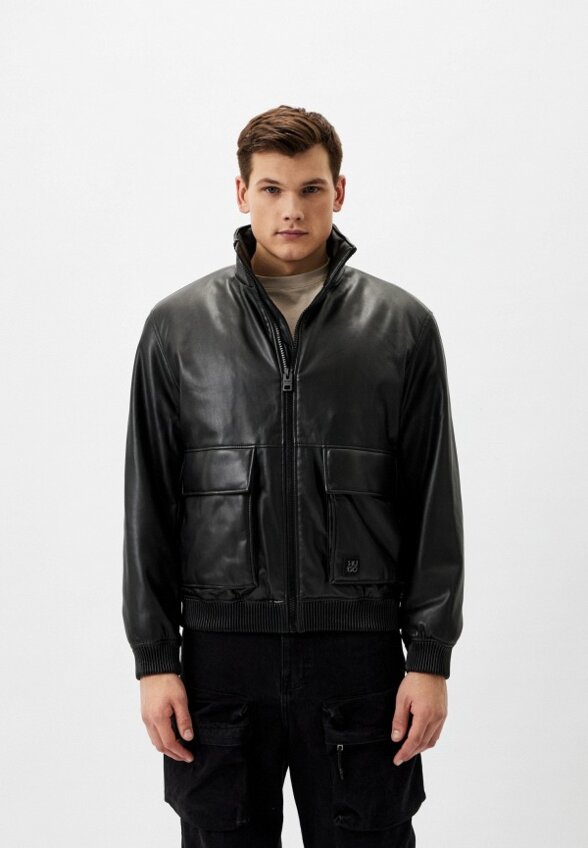 Куртка кожаная утепленная Hugo