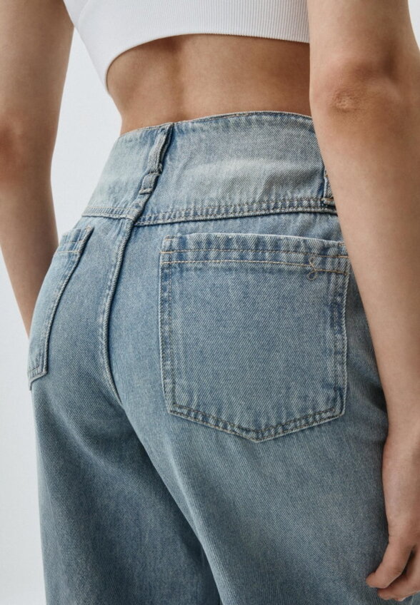 Джинсы Wide Leg с рельефными швами