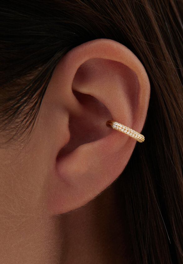 Позолоченный базовый кафф с фианитами из серебра MIE