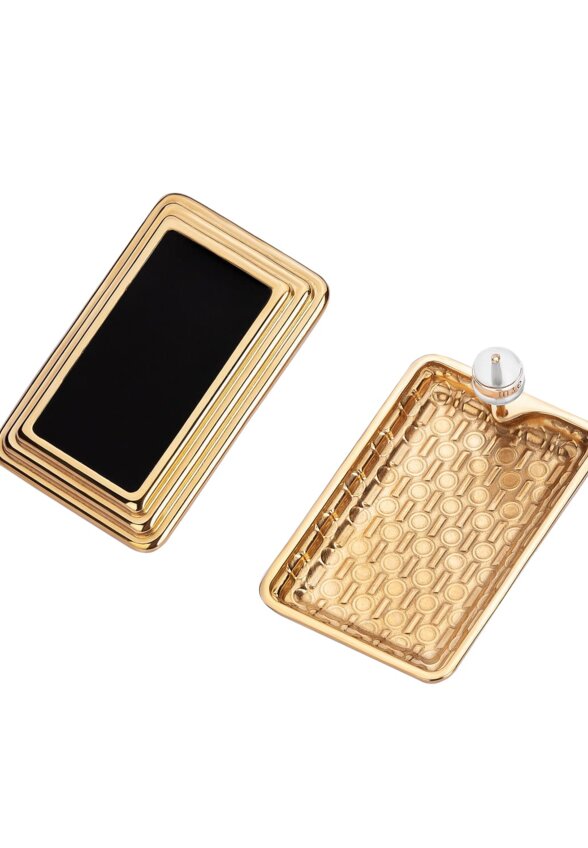 Прямоугольные серьги ВИНТАЖ с черной эмалью MIE