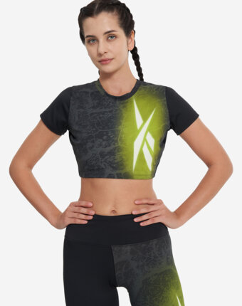 Футболка женская Reebok Lux Bold Cropped, Черный женщинам
