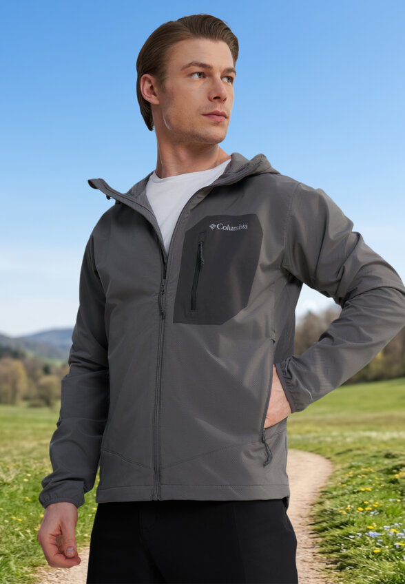 Ветровка мужская Columbia Tall Heights III Hooded Softshell, Серый