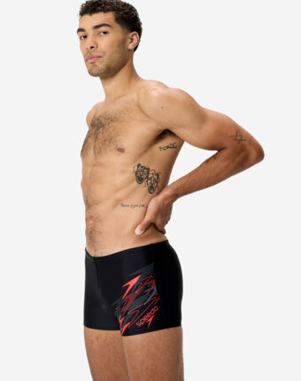 Плавки-шорты мужские Speedo Medley Logo Aquashort Blk/Red, Черный женщинам