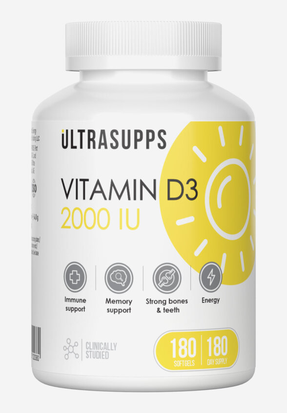 Витамин D3 Ultrasupps, 180 шт, Белый