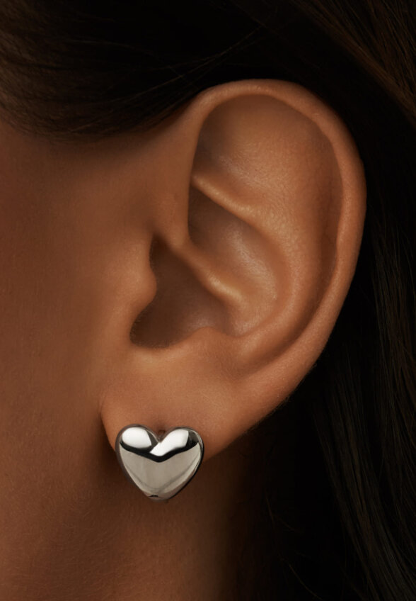 Серебряные серьги-сердца MIE