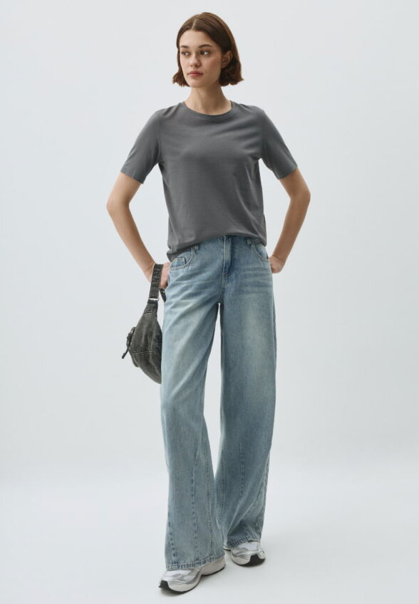 Джинсы Wide Leg с рельефными швами
