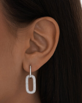 Серьги-трансформеры двухсторонние с фианитами серебряные MIE женщинам