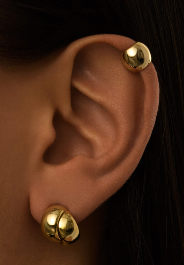 Серебряные серьги-узлы в покрытии желтое золото MIE