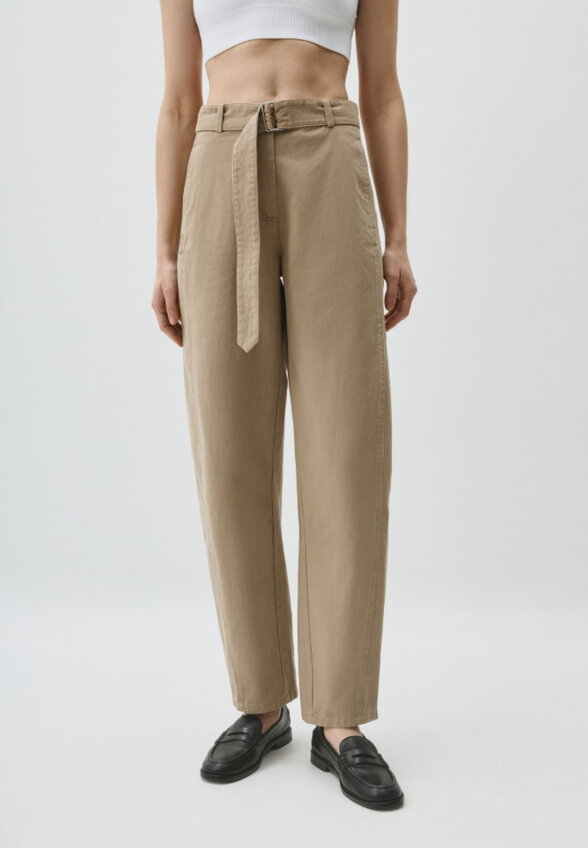 Хлопковые брюки Slouchy с поясом на талии