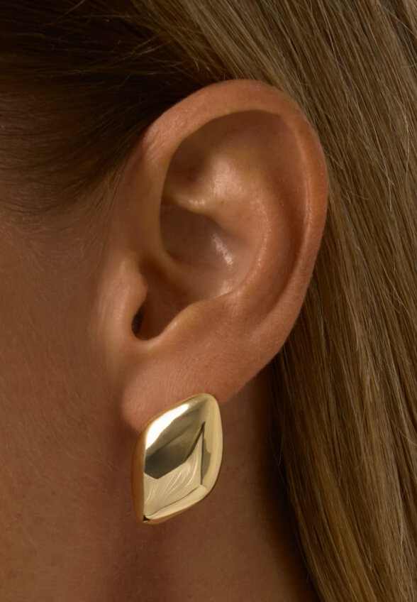 Серьги-ромбы ПЕНЕЛОПА из серебра в покрытии желтое золото MIE