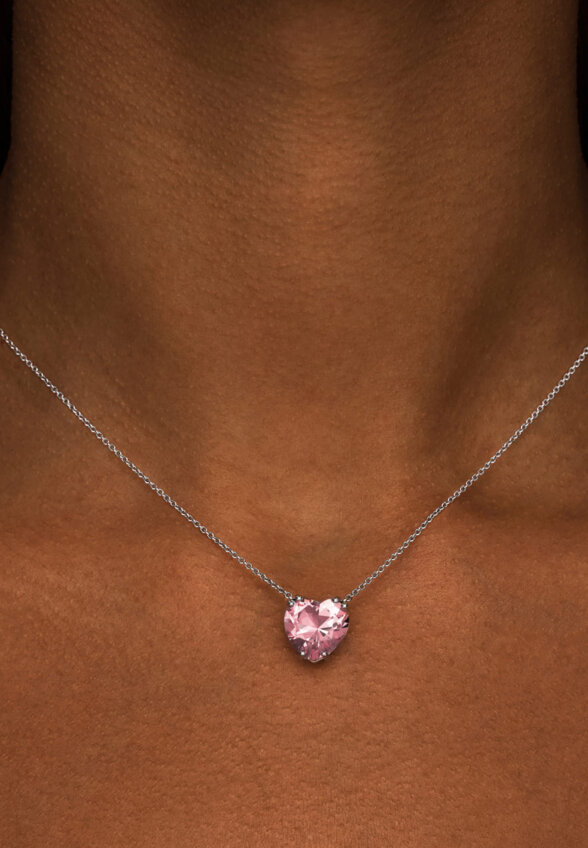 Серебряное колье ЛЮБОВЬ с подвеской-сердцем MIE