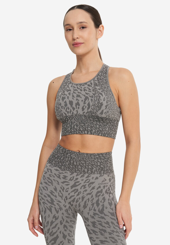 Топ бра спортивный Demix HighFlow Yoga Seamless Longline, Серый