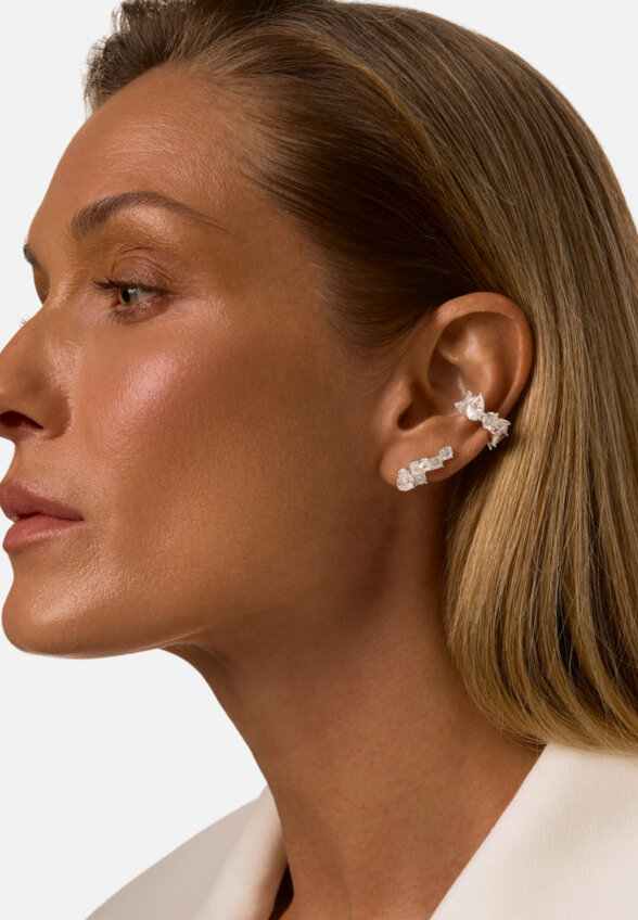 Серебряные серьги-клаймберы с фианитами MIE