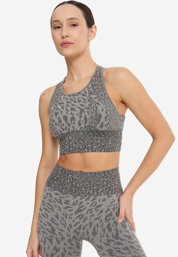 Топ бра спортивный Demix HighFlow Yoga Seamless Longline, Серый