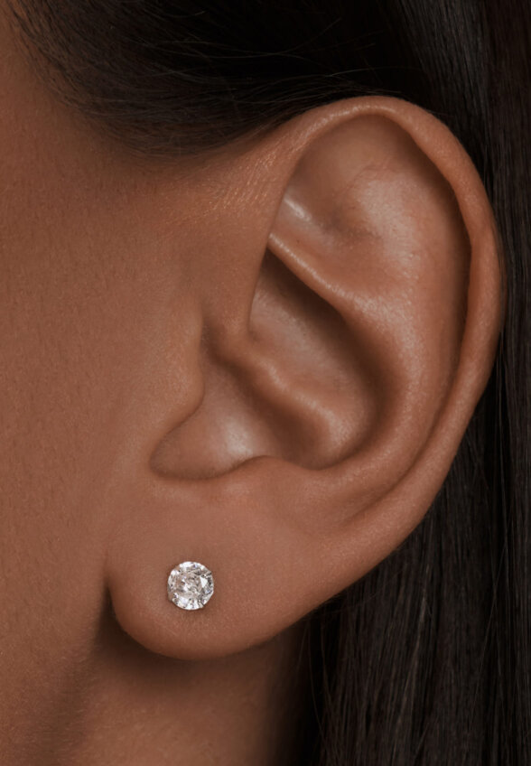 Серебряные серьги-гвоздики с фианитами 5 мм. MIE