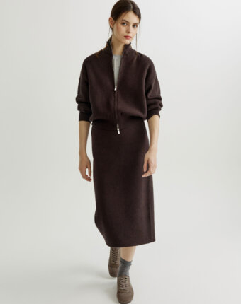 Вязаная юбка миди из хлопка с содержанием кашемира женщинам