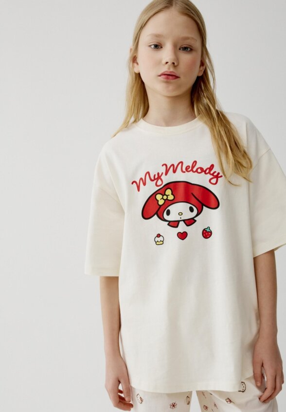 Футболка оверсайз с принтом Hello Kitty My Melody для девочек