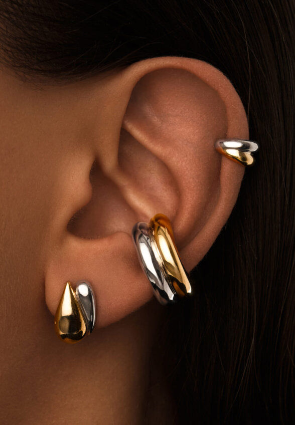 Серебряный кафф мини биколор MIE