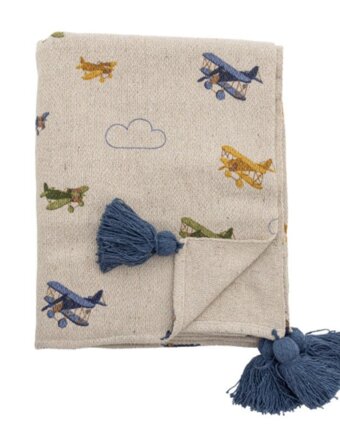 Плед Блумингвиль МИНИ (Bloomingville MINI) "Самолет", бежевый, 160 х 130 см детям