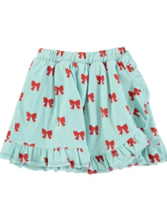 Юбка с запахом плюшевая Piupiuchick "Terry Red Bows", банты на голубом, 3 года детям