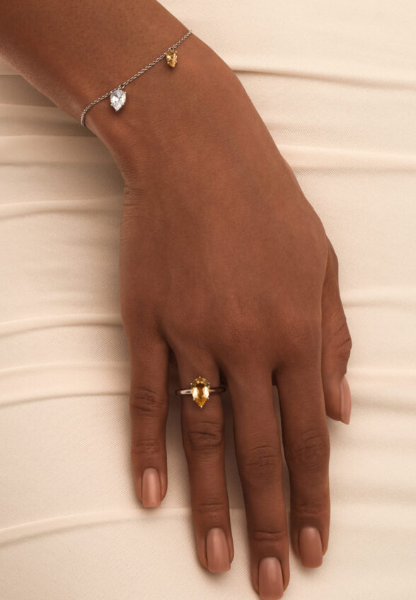 Серебряный браслет ЭЙФОРИЯ с цитрином и фианитом MIE