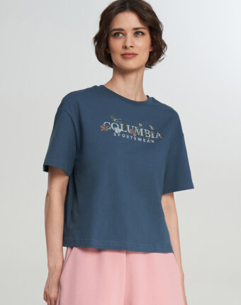 Футболка женская Columbia Rolling Bend Graphic Relaxed Crop SS, Зеленый женщинам
